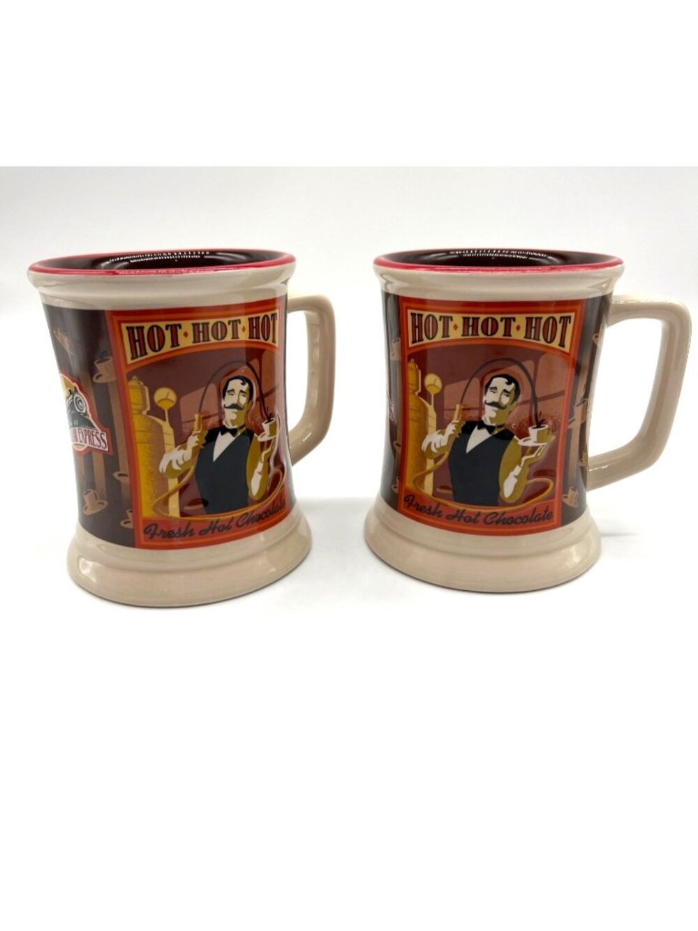 Christmas Polar Express 3D Style Mugs Hot Chocolate set of 2